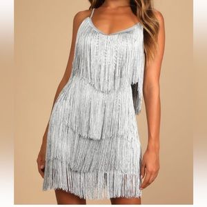 Lulus Silver Fringe Dress